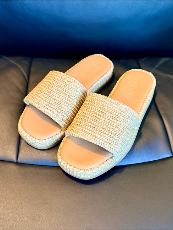 Steve Madden Shoes - Steve Madden Natural Woven Slide Sandals in Beige